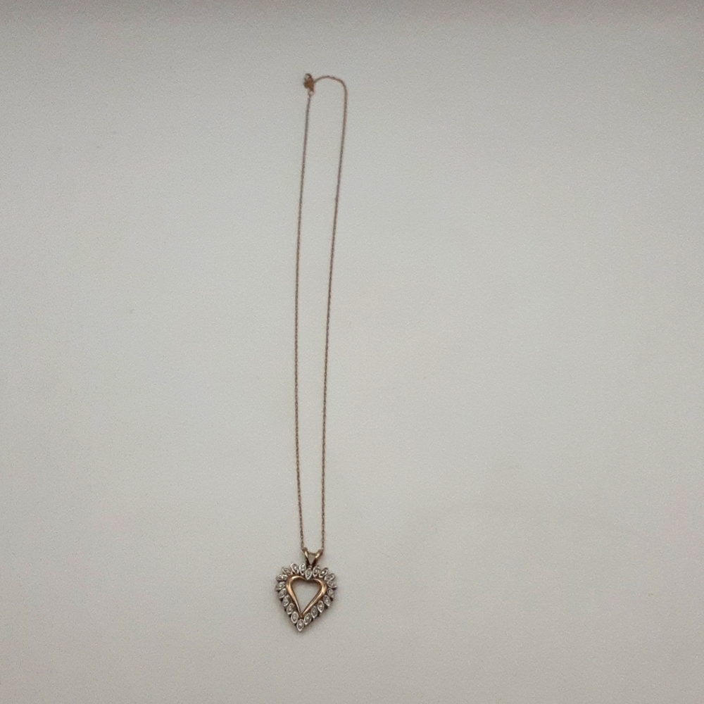 Vintage Peter Brams Design 10k Gold Diamond Heart Pendant Neclace